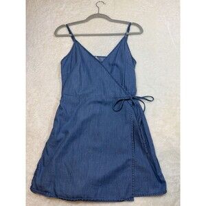BCBGeneration Blue Denim 100% Cotton Sleeveless Tie Waist Romper Size S